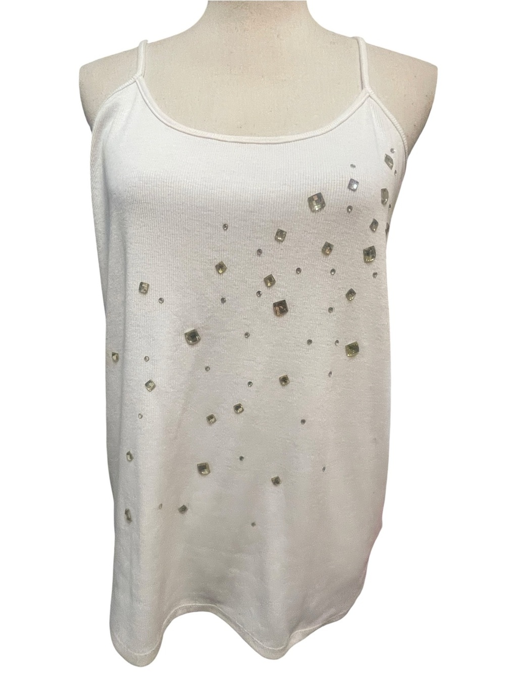 Juicy Couture White Rhinetone Vintage Y2K Party Going Out Tank Top Women’s XL